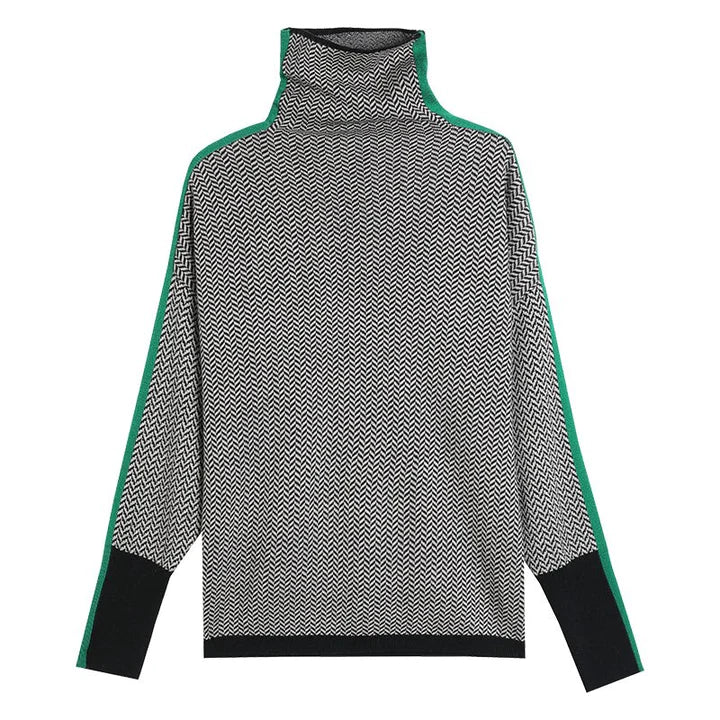 Amber | Chevron Pattern Turtleneck Sweater - Image 5