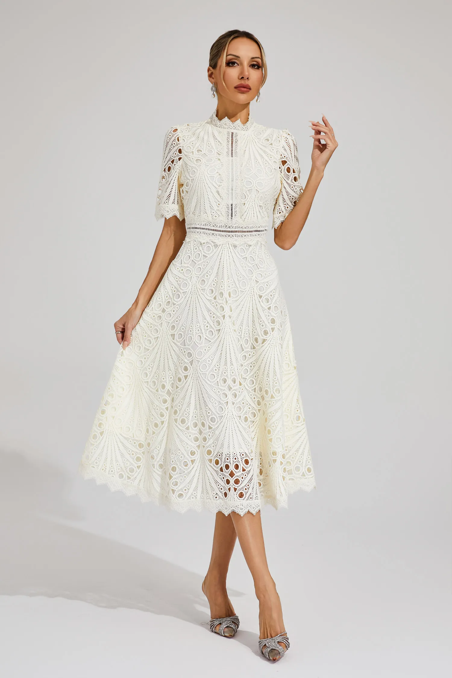 Aviana | Women's Elegant Lace Midi Dress - Image 12