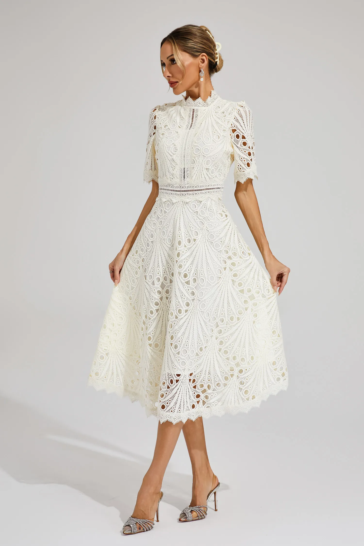 Aviana | Women's Elegant Lace Midi Dress - Image 9
