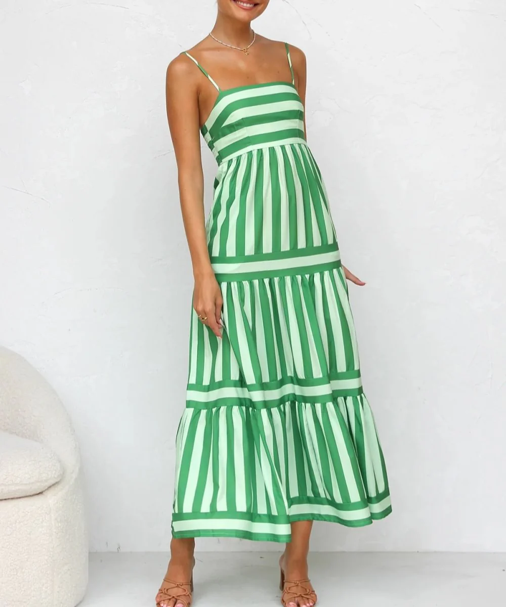 Bianca | Striped Tiered Midi Dress