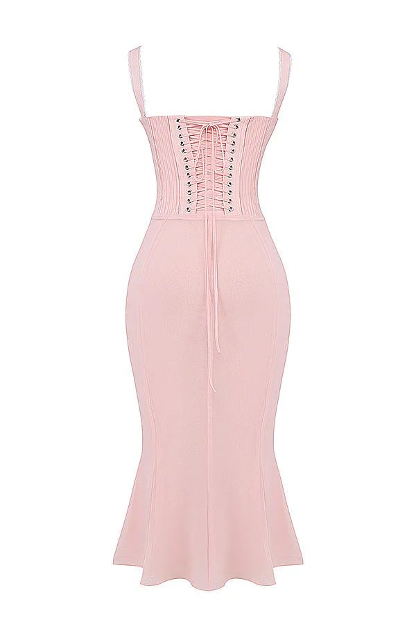 Ceridwen | Soft Peach Midi Dress - Image 10