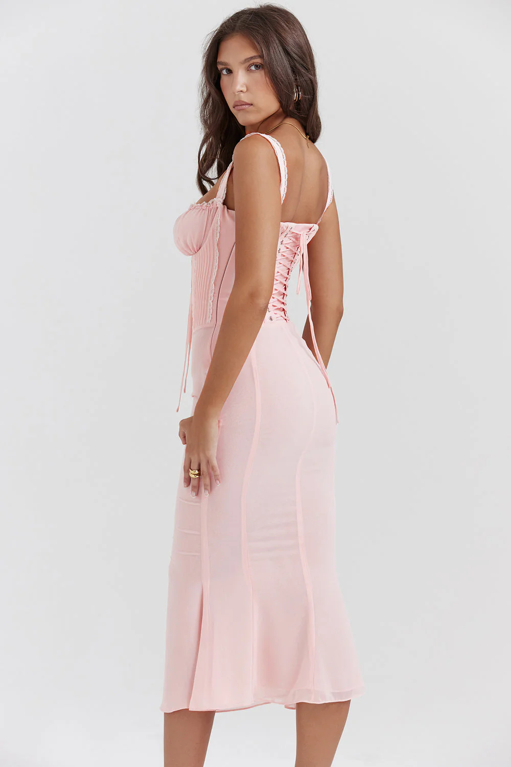 Ceridwen | Soft Peach Midi Dress - Image 2