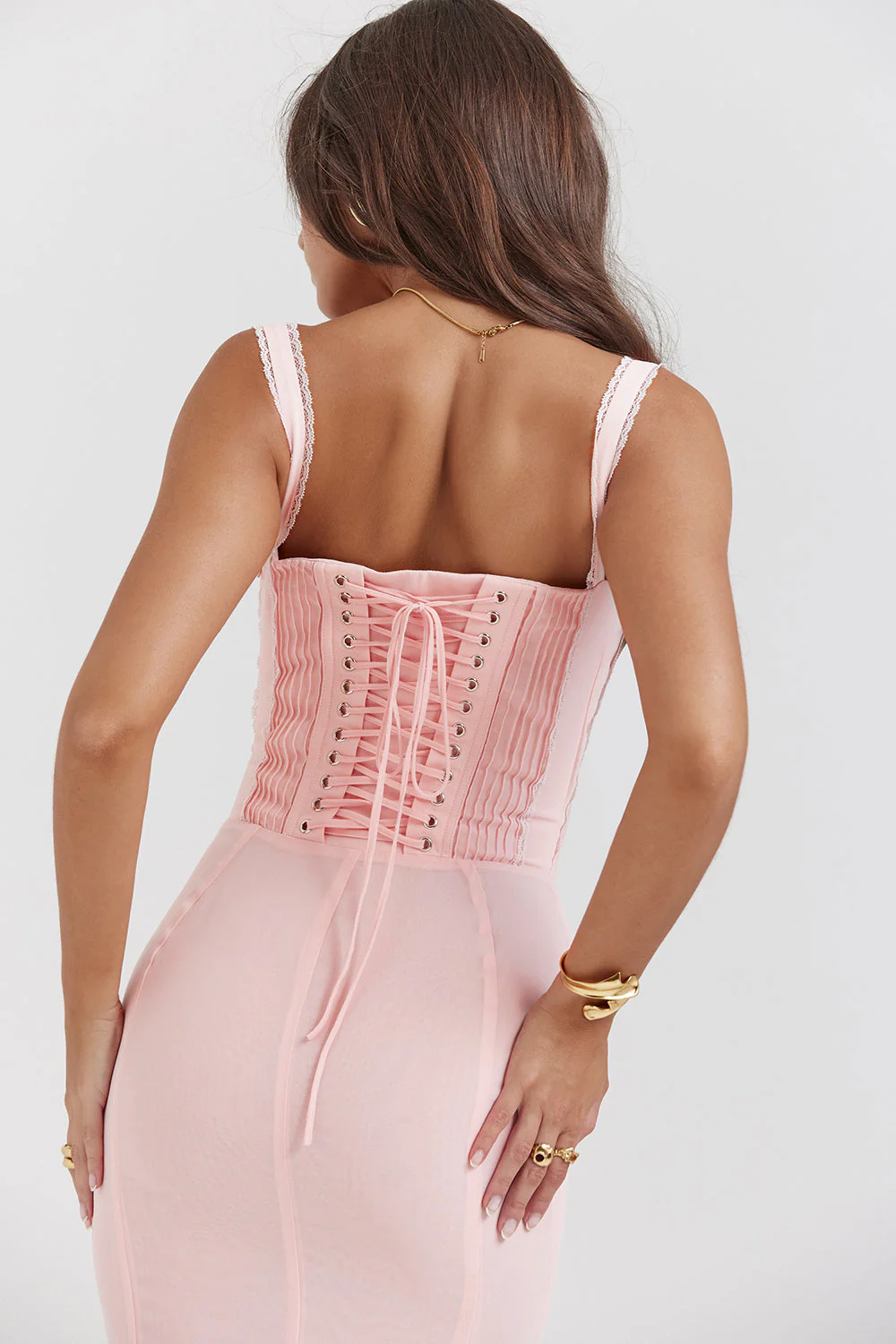 Ceridwen | Soft Peach Midi Dress - Image 8