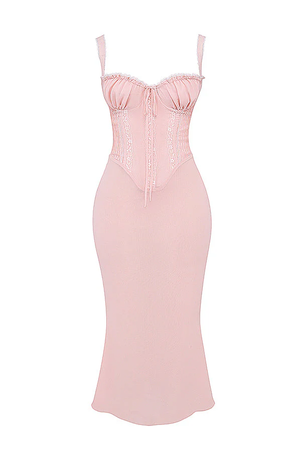 Ceridwen | Soft Peach Midi Dress - Image 9