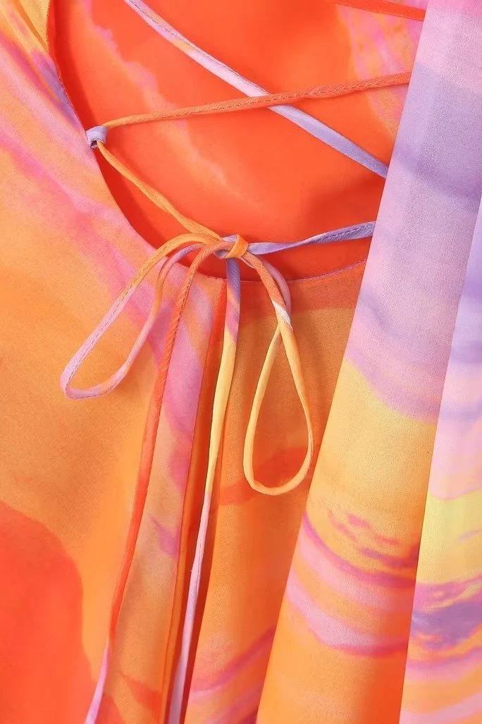 Clementine | Silk Tropical Sunset Mini Dress - Image 8