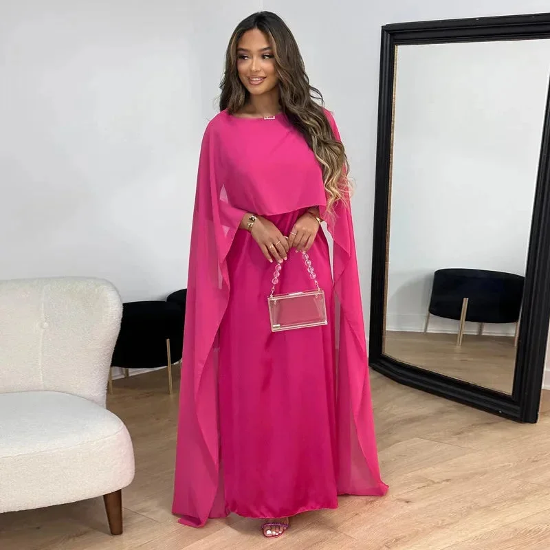 Clementine | Women's Elegant Cape Maxi Dress for Evening Wear - Image 2
