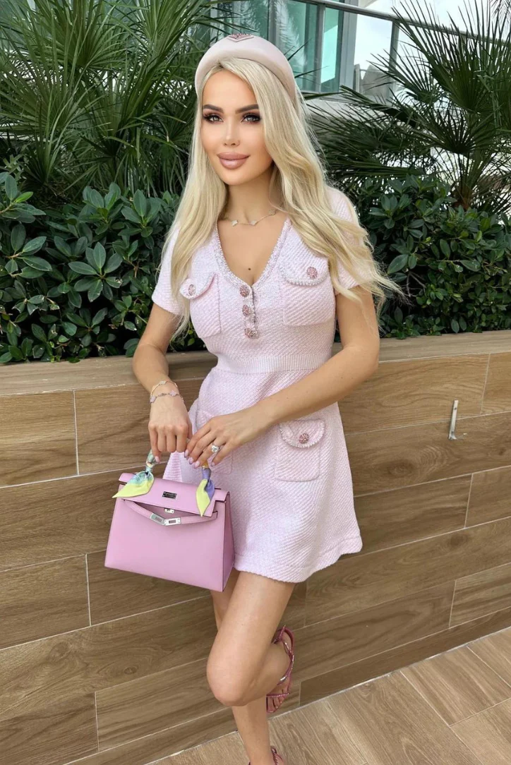 Dariela | Crystal Button Mini Dress - Image 6