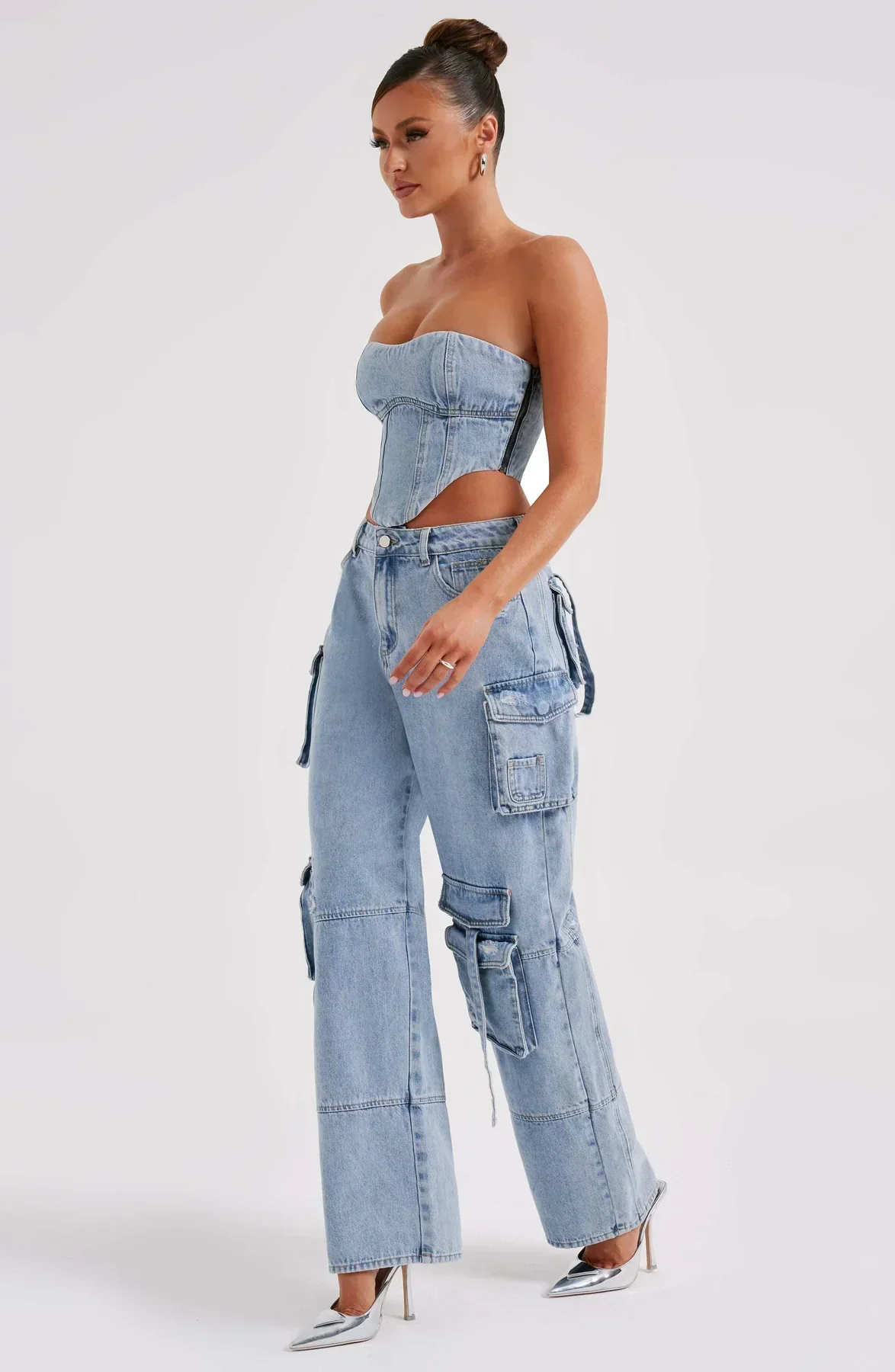 Demy | Denim corset and Cargo Pants Set - Image 10
