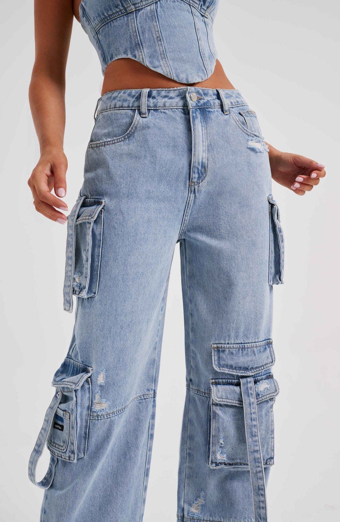 Demy | Denim corset and Cargo Pants Set - Image 12