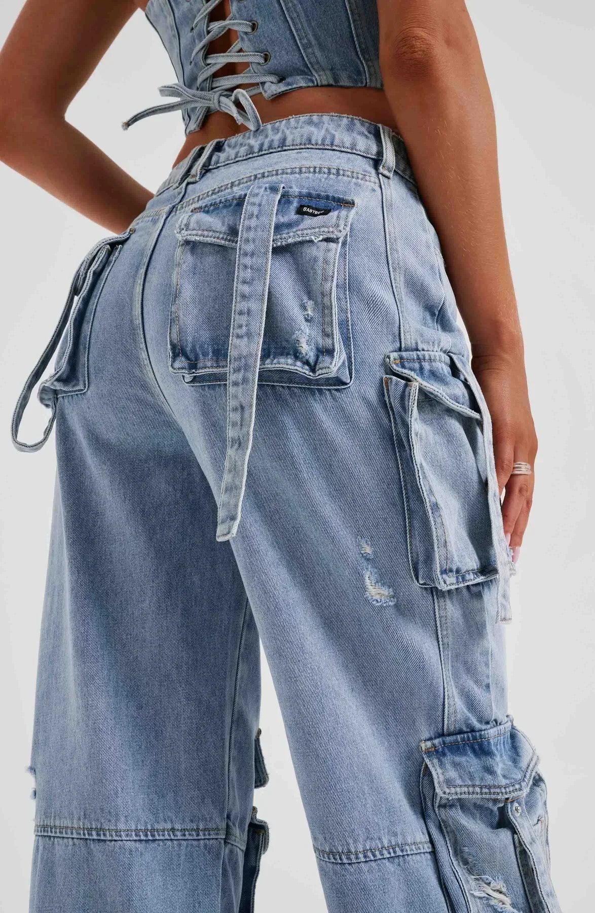 Demy | Denim corset and Cargo Pants Set - Image 13