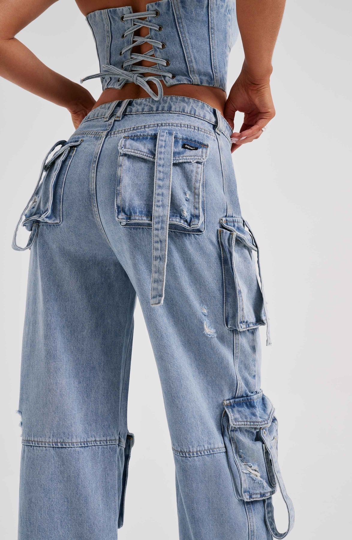 Demy | Denim corset and Cargo Pants Set - Image 14