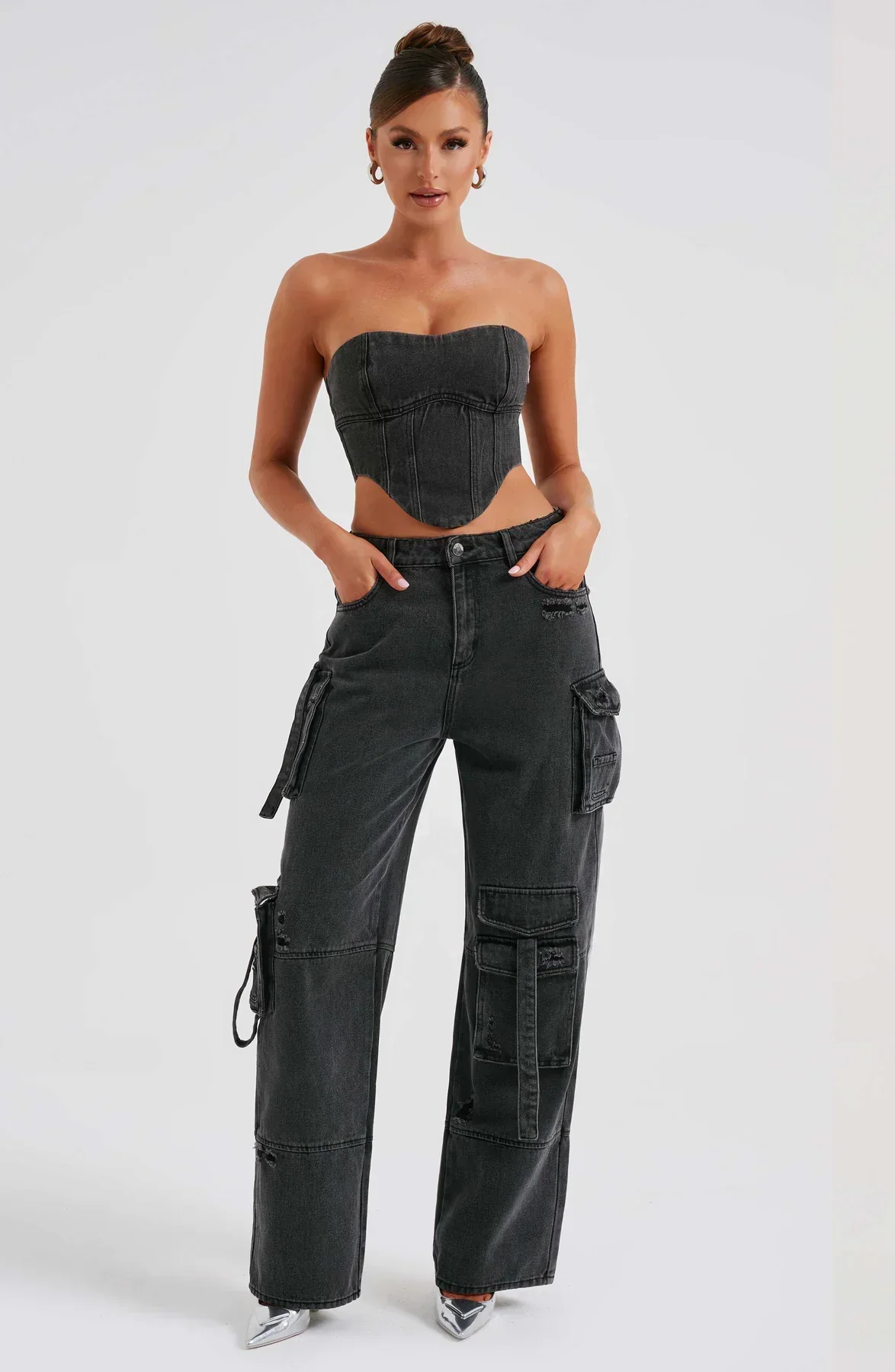 Demy | Denim corset and Cargo Pants Set - Image 18