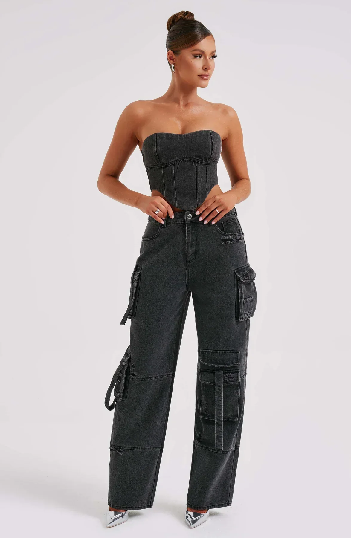 Demy | Denim corset and Cargo Pants Set - Image 21