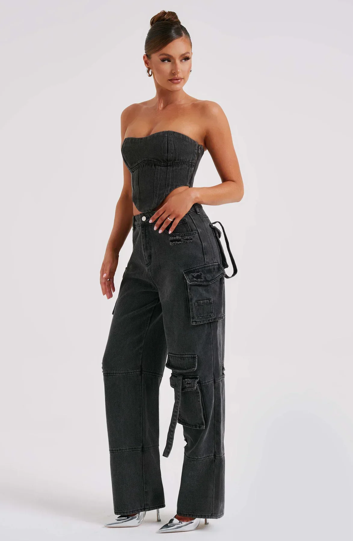 Demy | Denim corset and Cargo Pants Set - Image 24