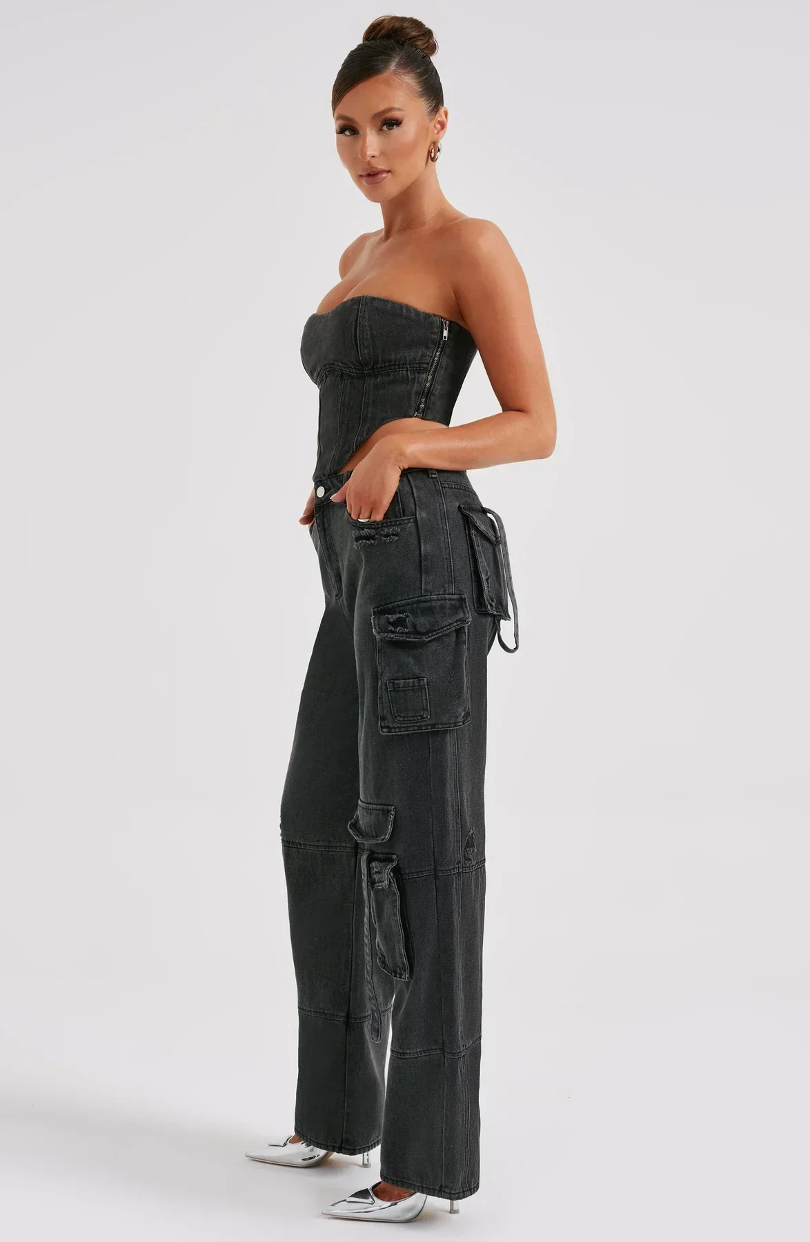 Demy | Denim corset and Cargo Pants Set - Image 25