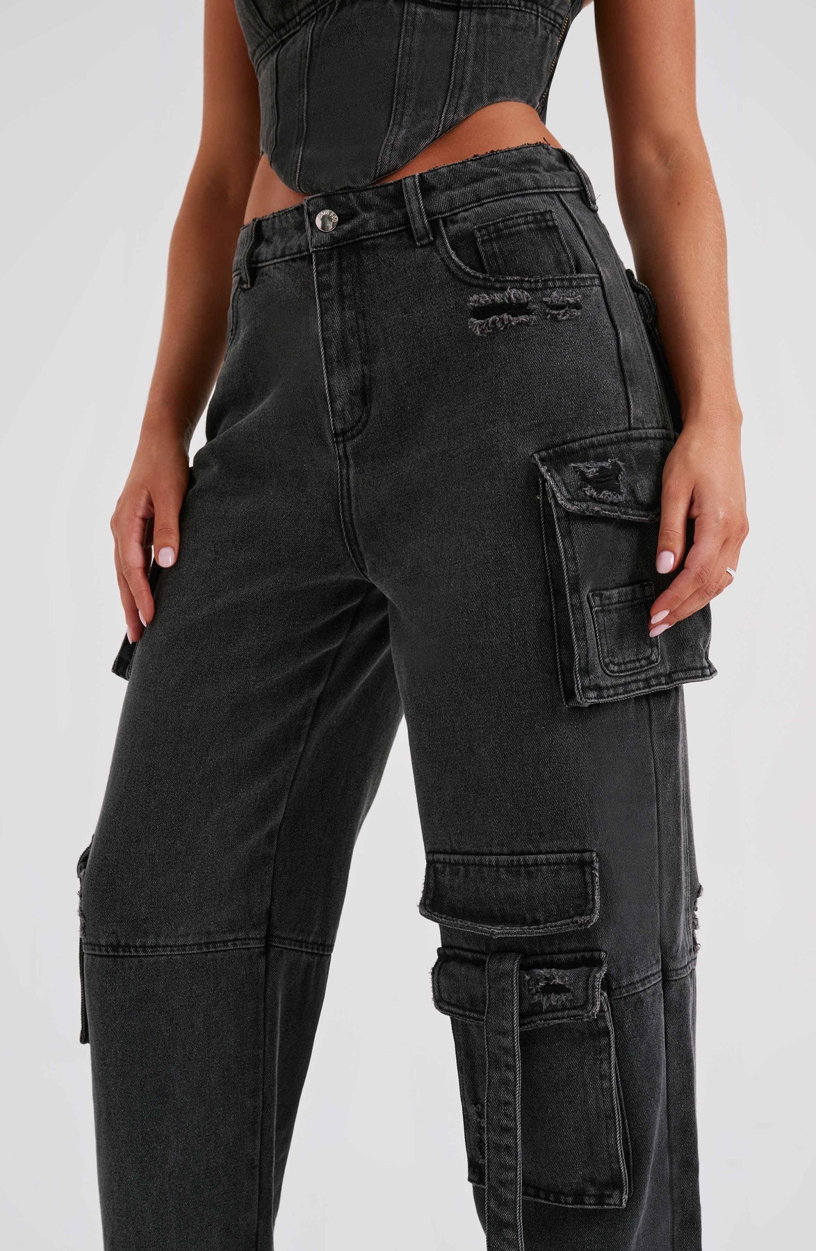 Demy | Denim corset and Cargo Pants Set - Image 29