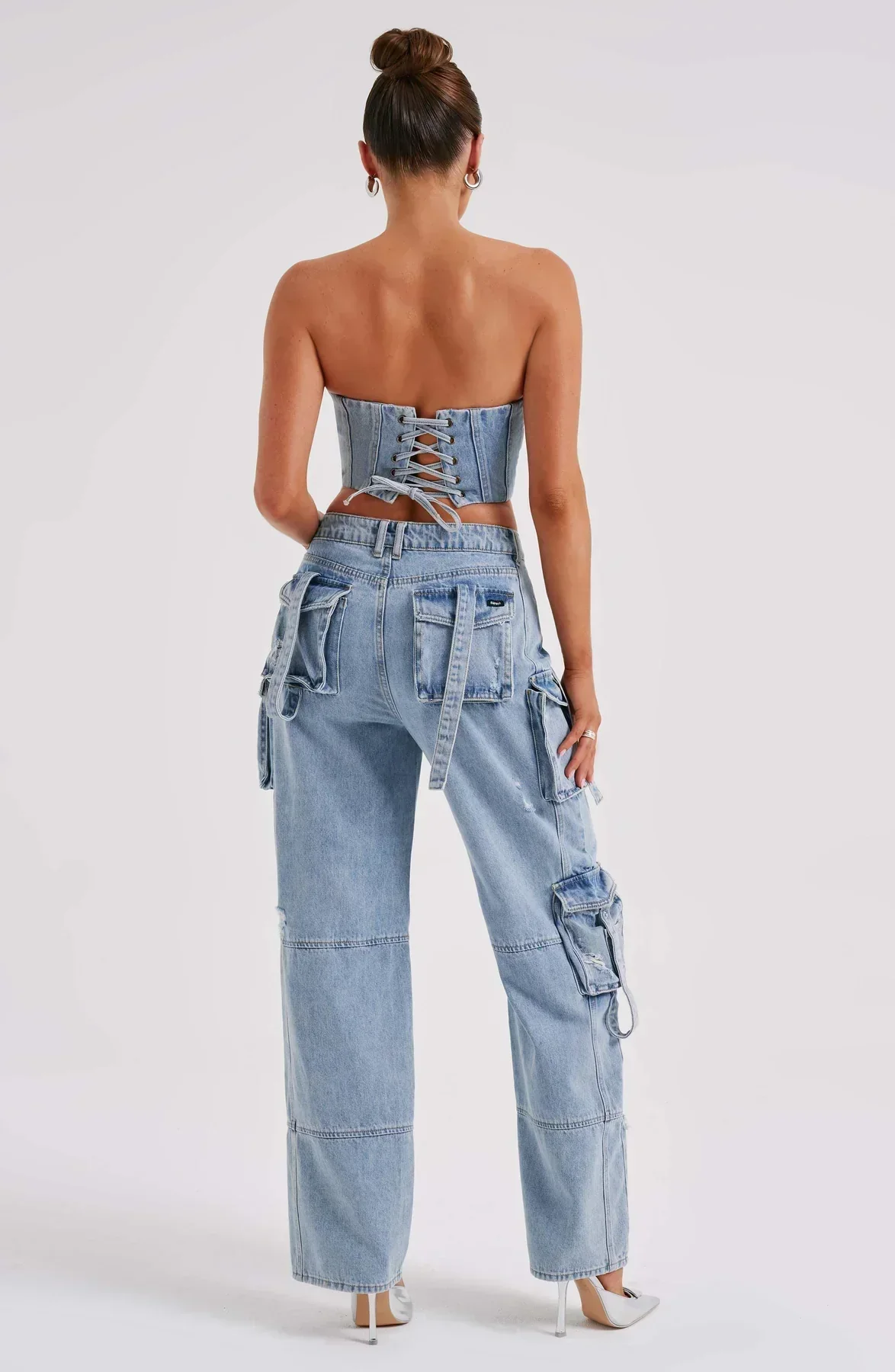 Demy | Denim corset and Cargo Pants Set - Image 4