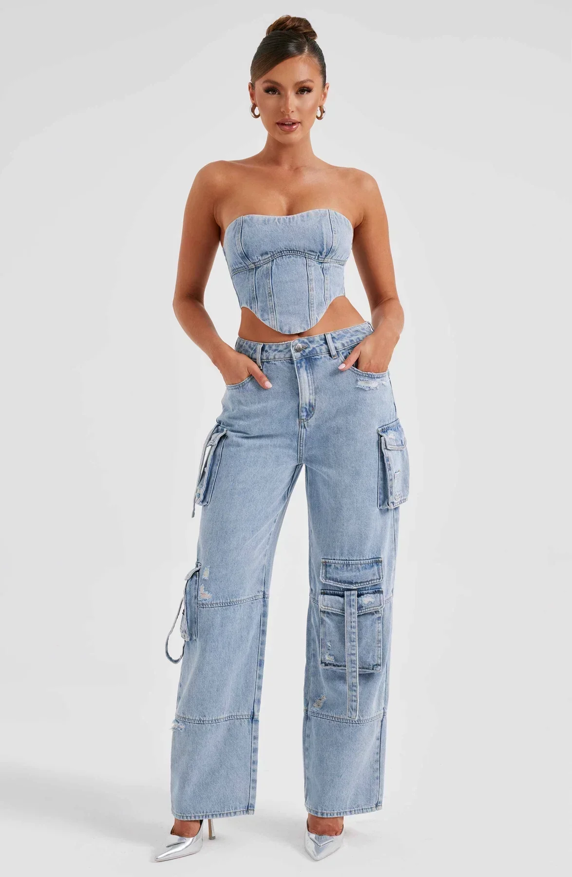 Demy | Denim corset and Cargo Pants Set - Image 6
