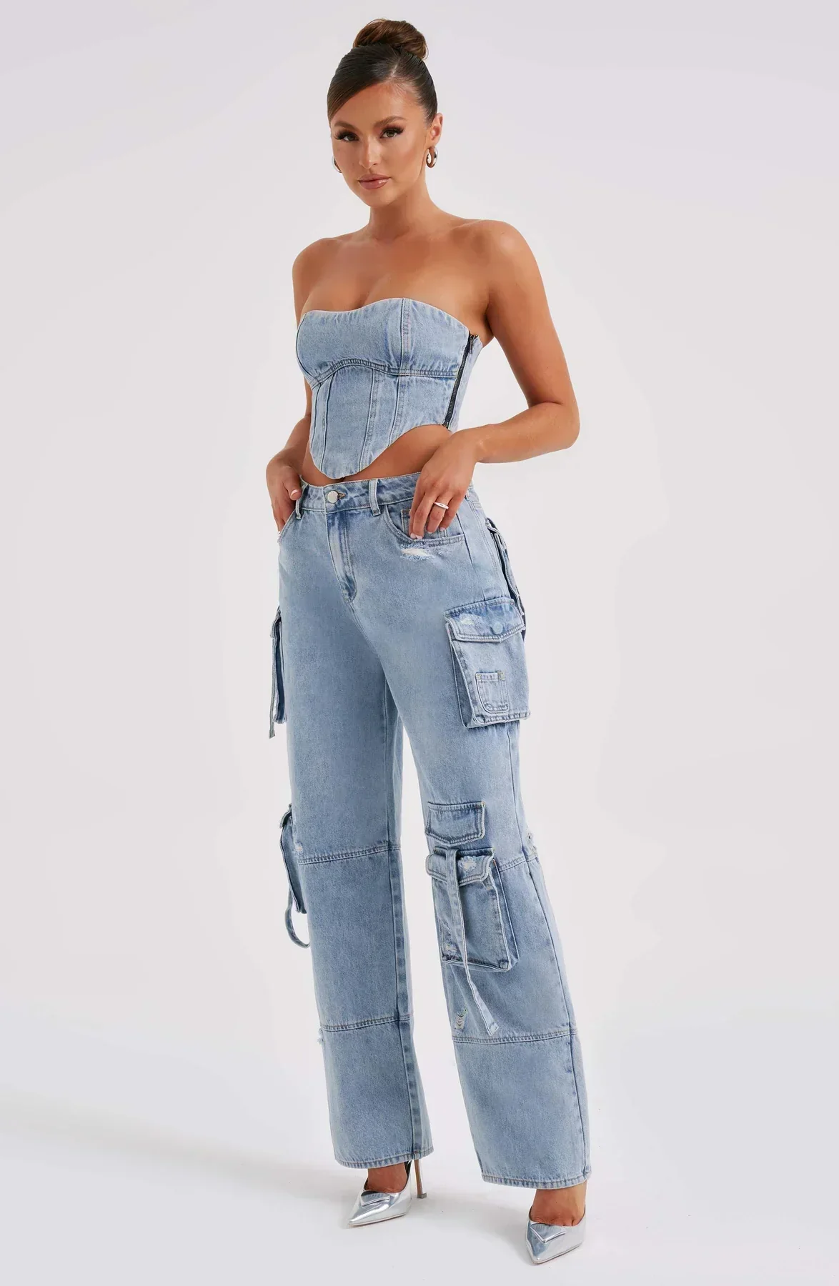 Demy | Denim corset and Cargo Pants Set - Image 8