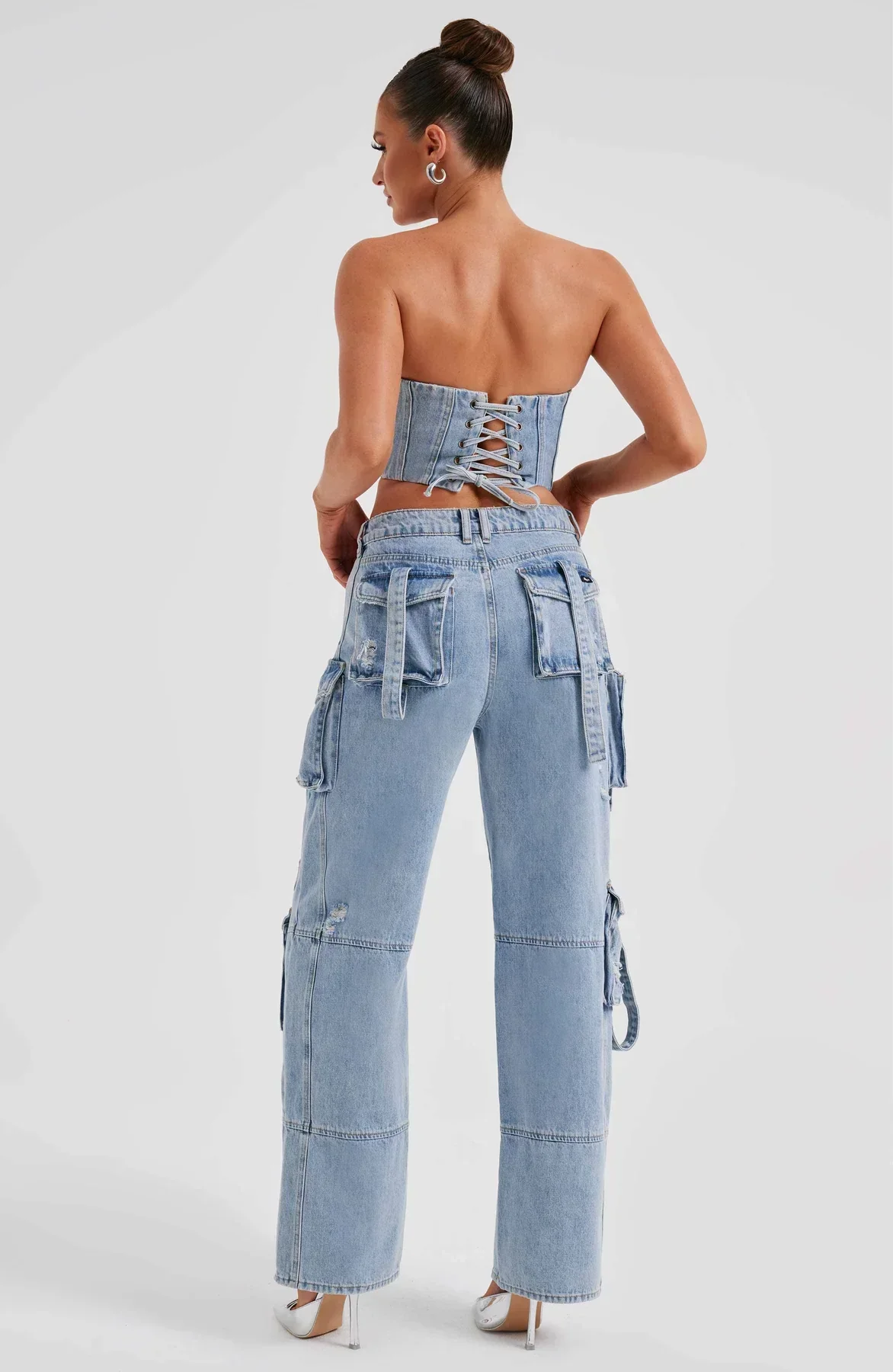 Demy | Denim corset and Cargo Pants Set - Image 9