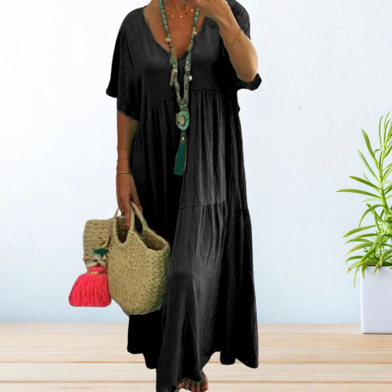 Eleni | Cotton Linen Maxi Summer Dress - Image 2