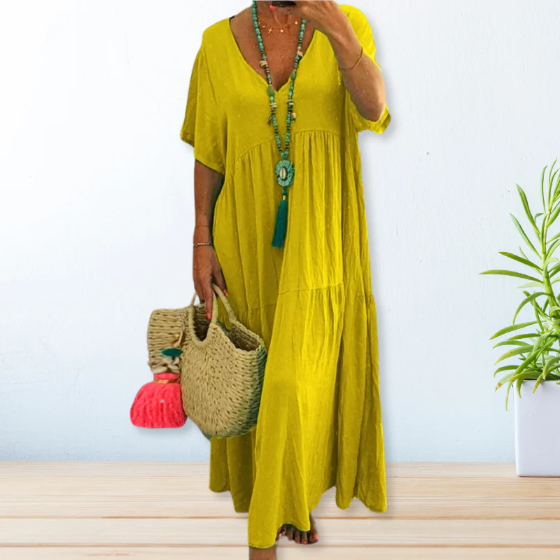 Eleni | Cotton Linen Maxi Summer Dress - Image 4