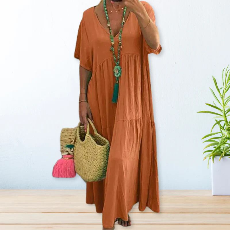 Eleni | Cotton Linen Maxi Summer Dress - Image 6