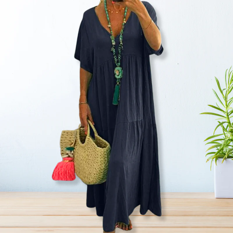 Eleni | Cotton Linen Maxi Summer Dress - Image 7