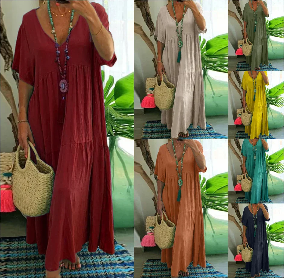 Eleni | Cotton Linen Maxi Summer Dress - Image 8