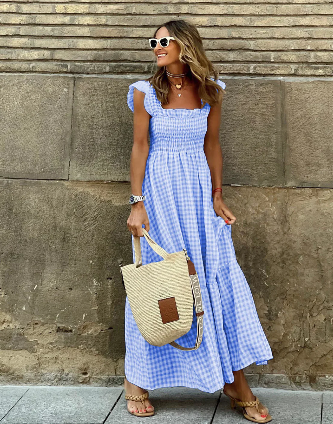 Eleni | Women's Smocked Maxi Dress with Ruffle Sleeves - Image 5