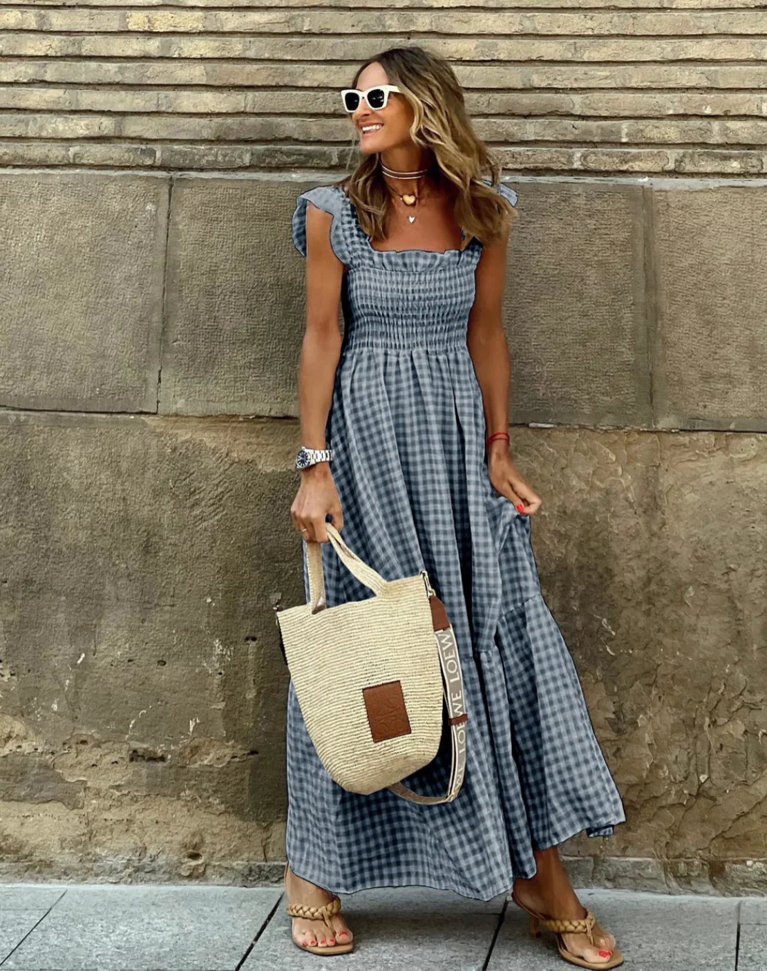Eleni | Women's Smocked Maxi Dress with Ruffle Sleeves - Image 6
