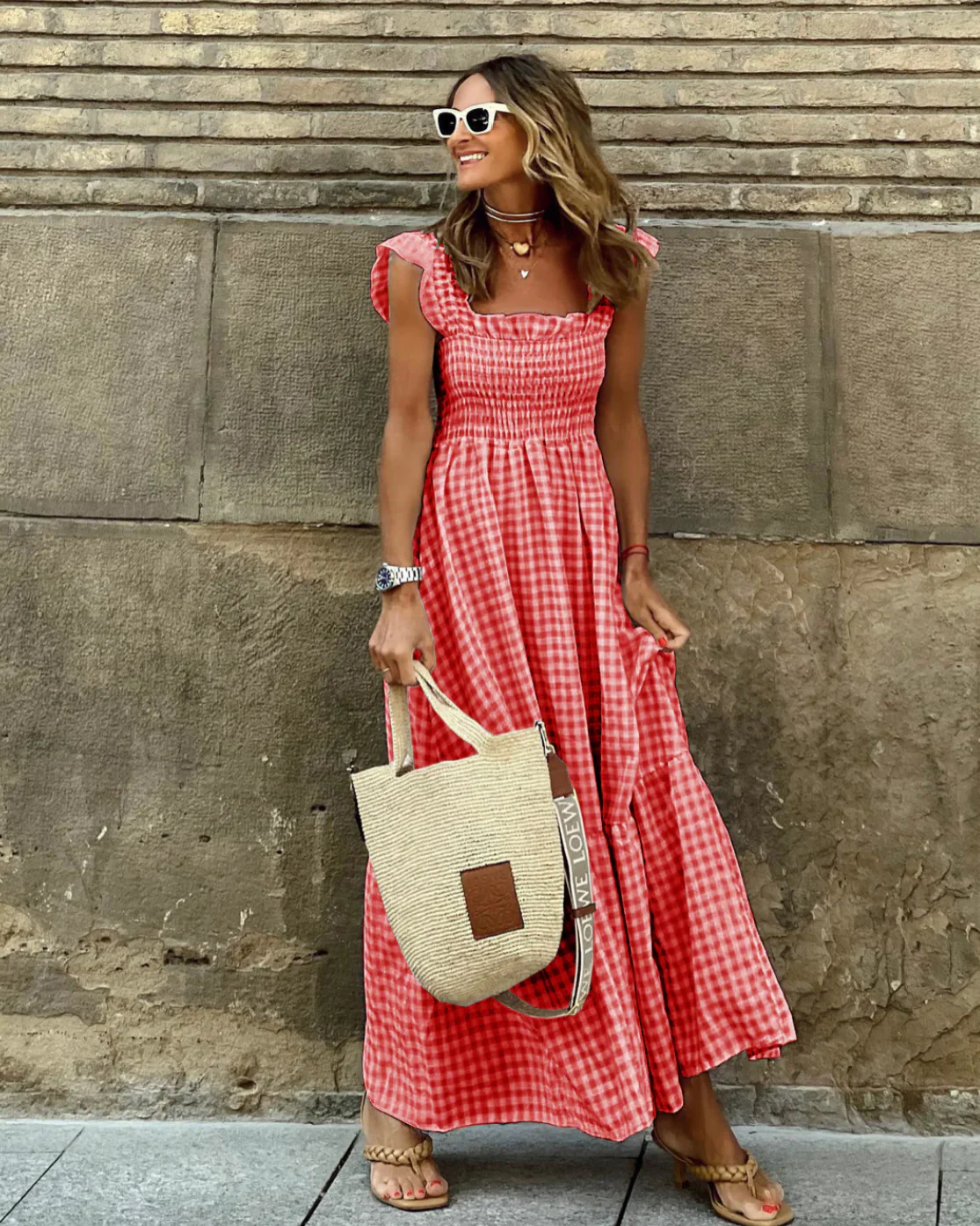 Eleni | Women's Smocked Maxi Dress with Ruffle Sleeves - Image 7
