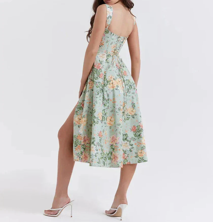 Eliza | Floral Corset Midi Dress - Image 2