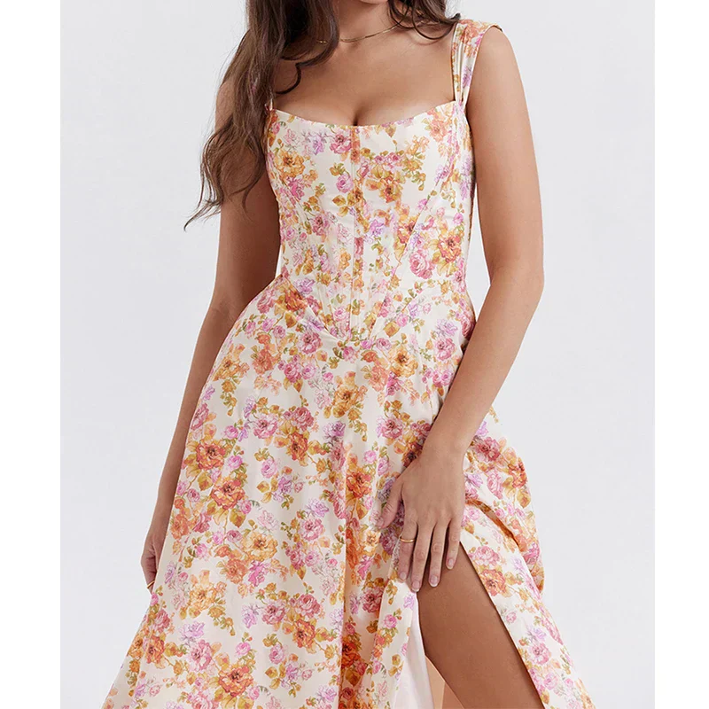 Eliza | Floral Corset Midi Dress - Image 3