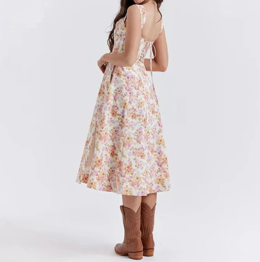 Eliza | Floral Corset Midi Dress - Image 4