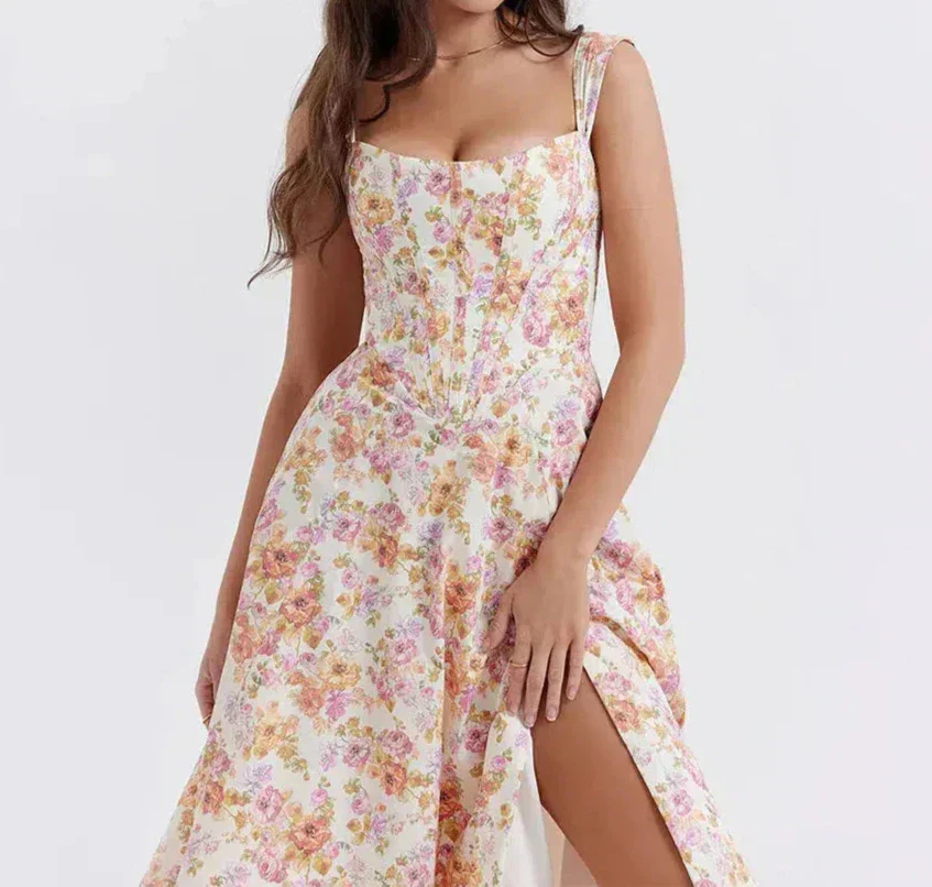 Eliza | Floral Corset Midi Dress - Image 5