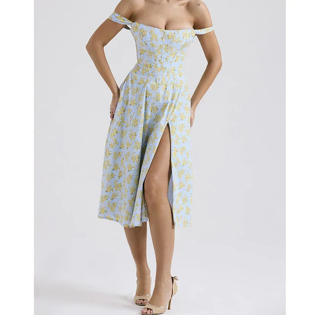 Eliza | Floral Corset Midi Dress - Image 7