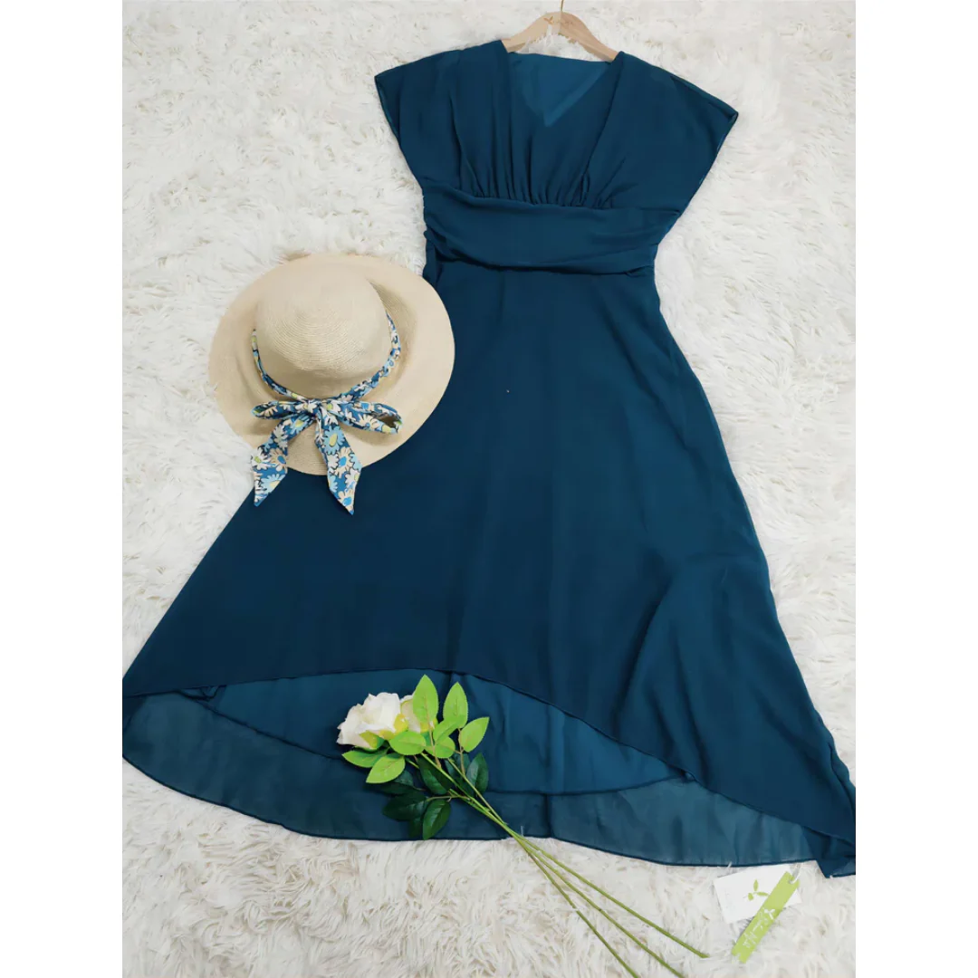 Elspeth | Women's V-Neck Flared Formal Midi Dress - Image 2