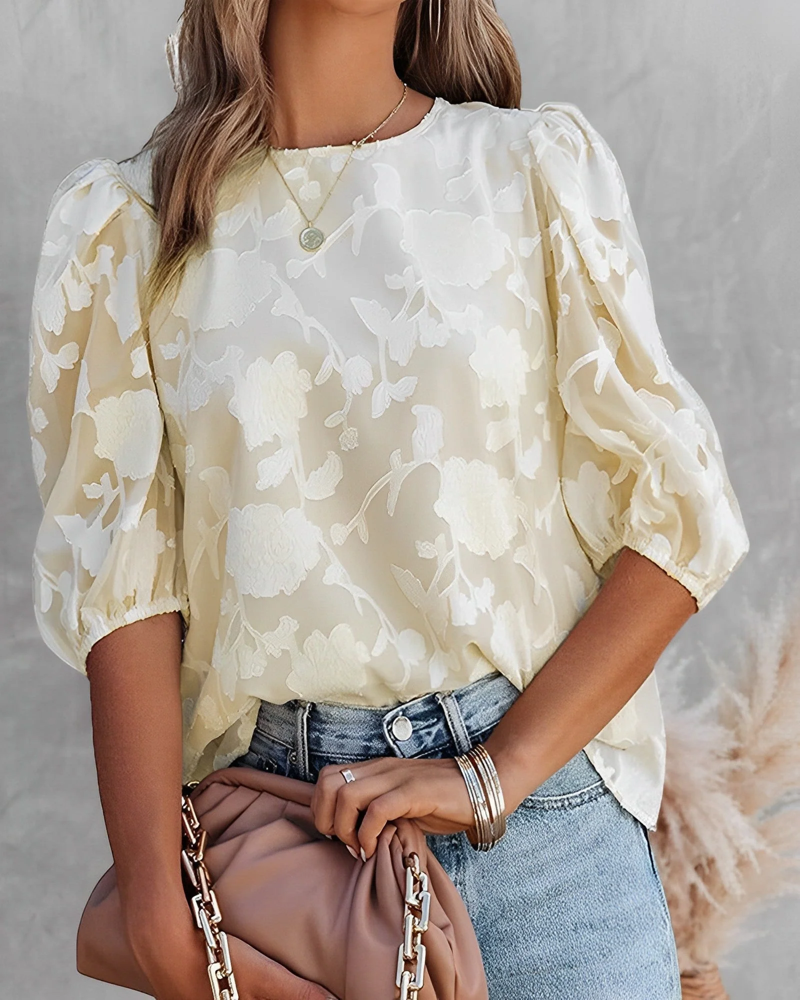 Endellion | Puff Sleeve Chiffon Shirt - Image 7