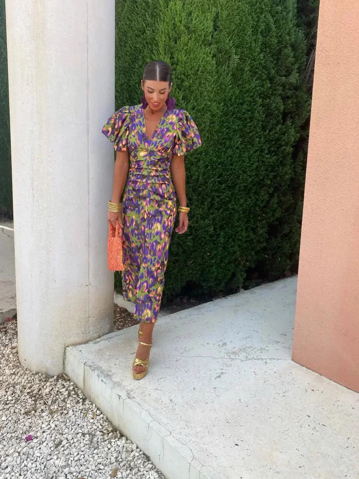 Etta | Women's Elegant Puff Sleeve Printed Dress - Image 5