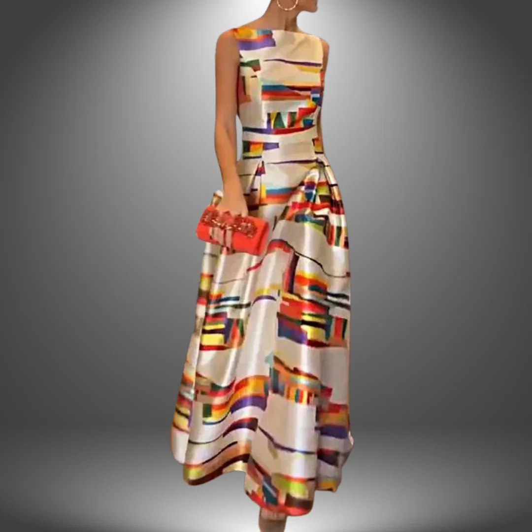Evangeline | Striking Geometric Print Maxi Dress