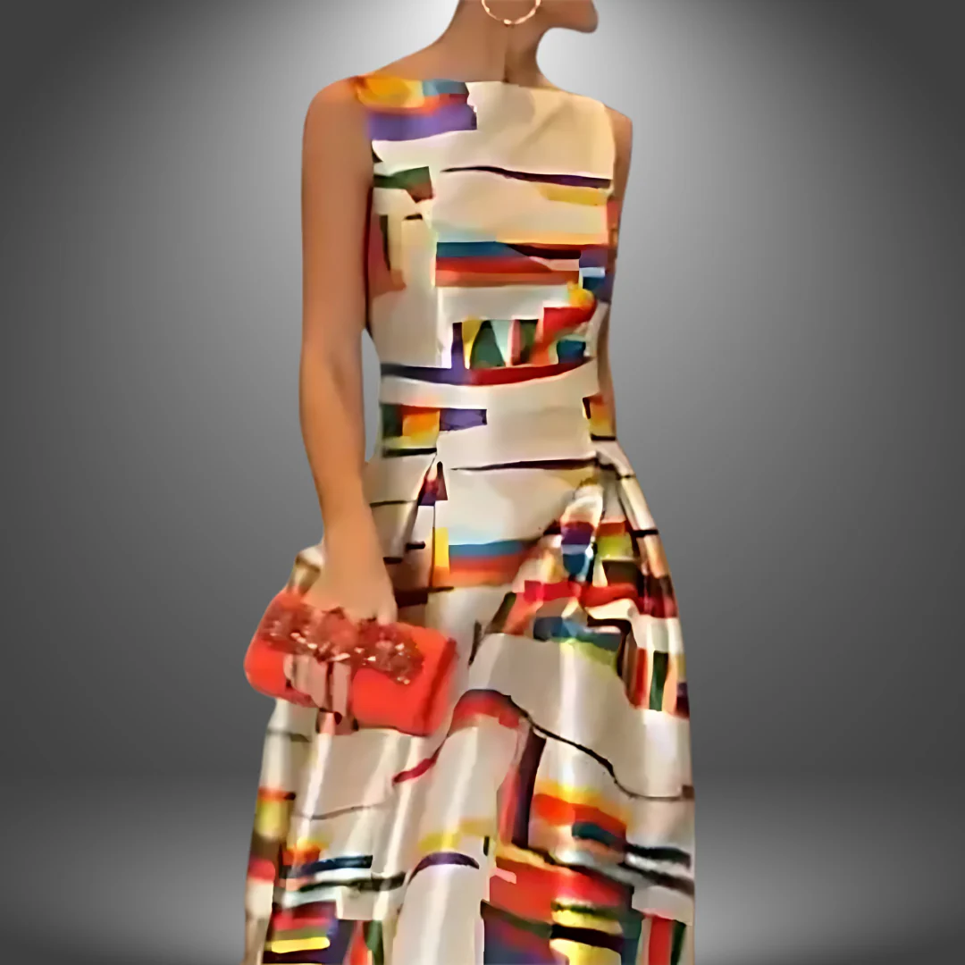 Evangeline | Striking Geometric Print Maxi Dress - Image 2