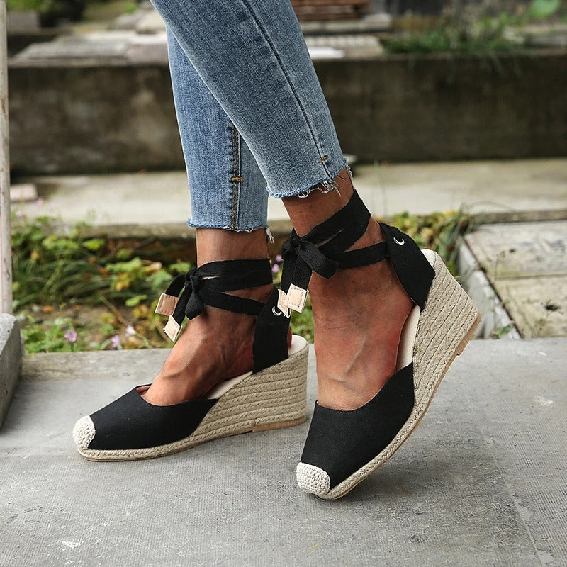 Fable | Tie-Up Lace Wedge Sandals - Image 3