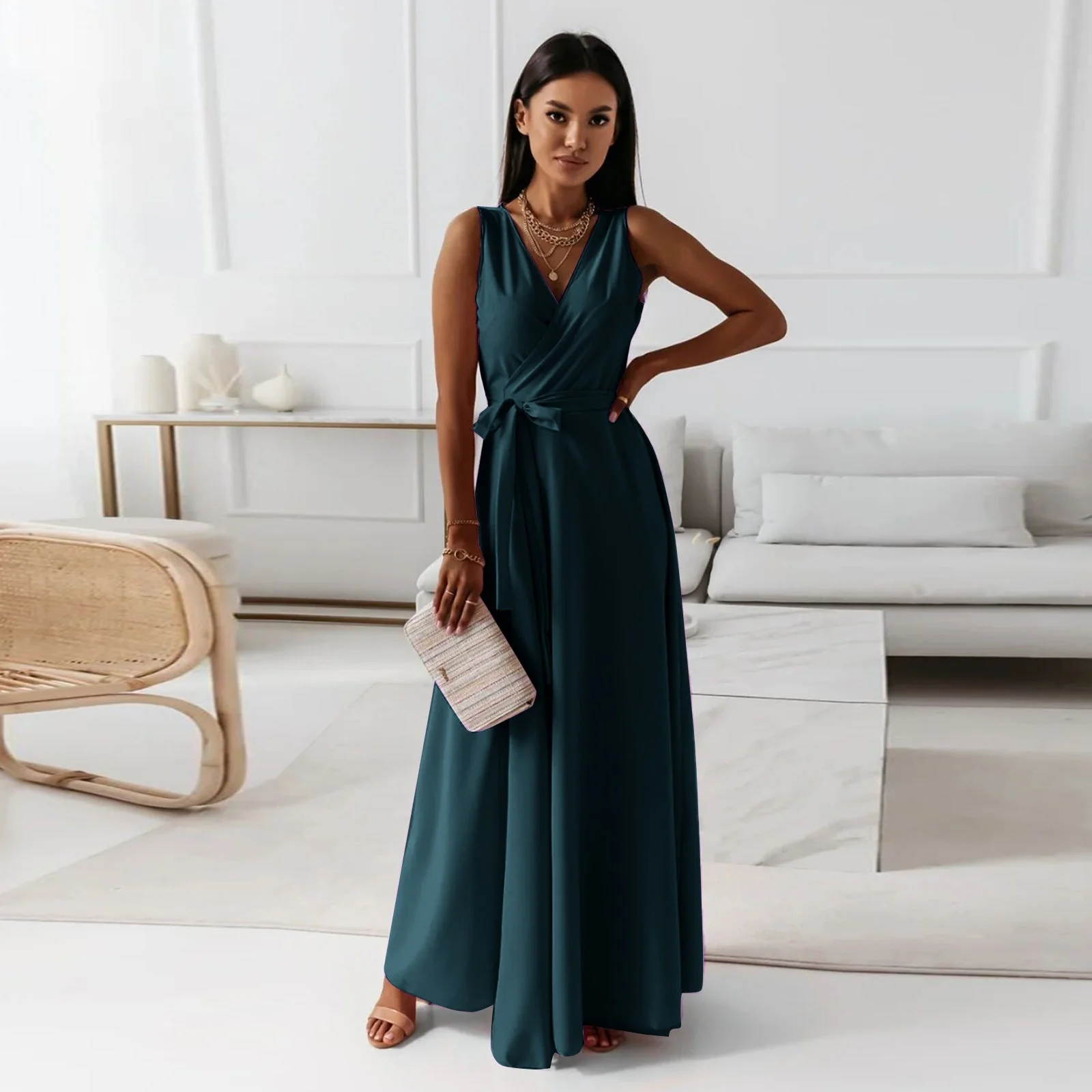 Fenella | Plain Long Dress - Image 2