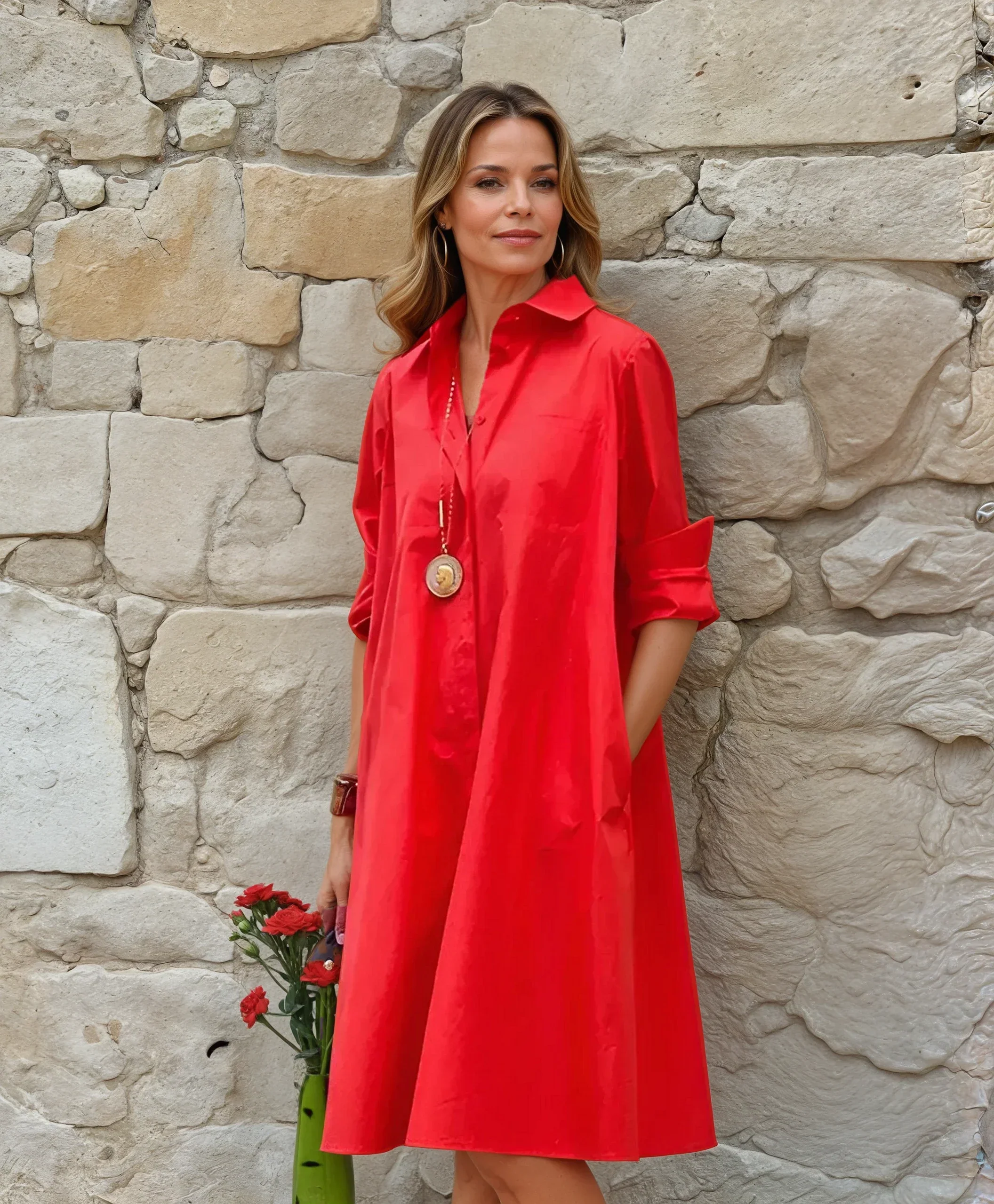 Fenella | Plain Loose Pocket Shirt Dress - Image 2