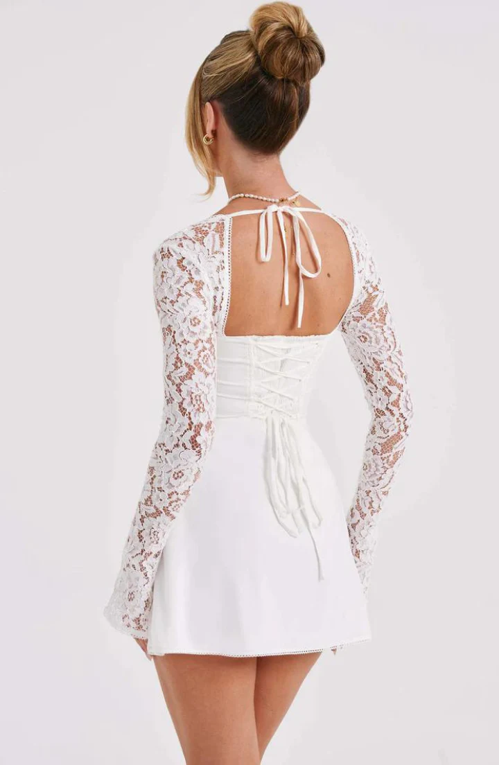 Freesia | Elegant Lace Mini Dress - Image 5