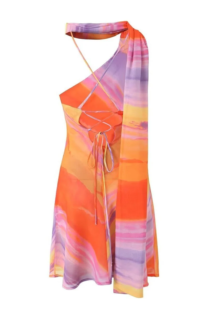 Holly | Tropical Sunset Mini Dress - Image 9