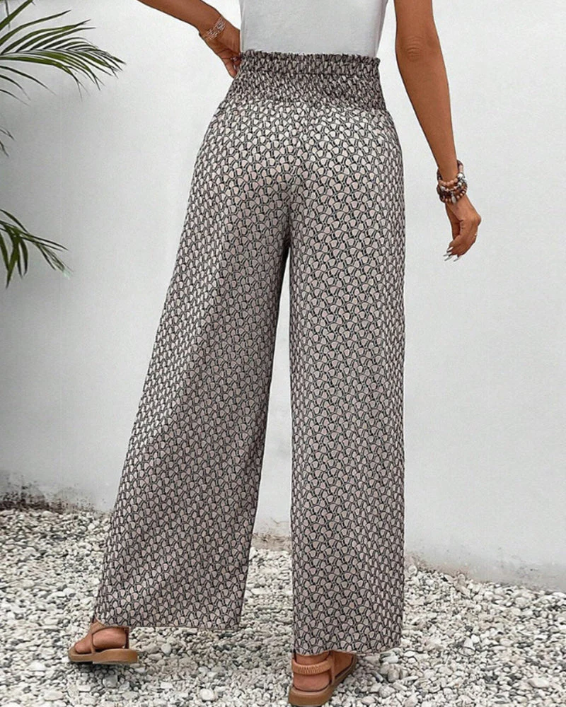 Honey | High-Waisted Summer Geometric Print Pants for Women - Image 2