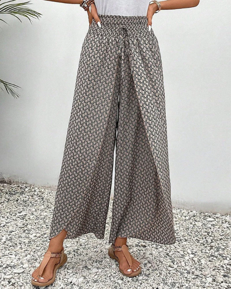 Honey | High-Waisted Summer Geometric Print Pants for Women - Image 3