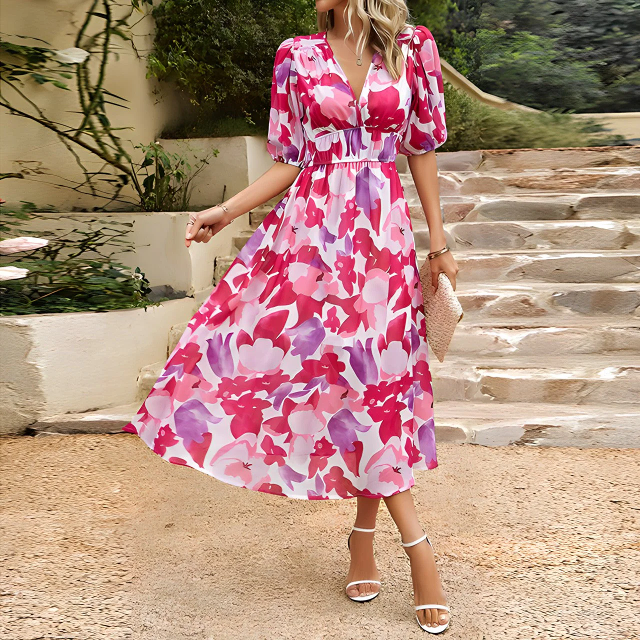 Imogen | V-neck Midi Dress - Image 8